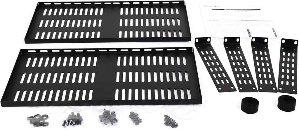 Aeons 1U Universal Server Rack Shelf Vented Rackmount Cantilever Shelf 10" Deep, for 19” IT Network AV Equipment, Customizable Adjustable Lip, 2-Pack - Image 2