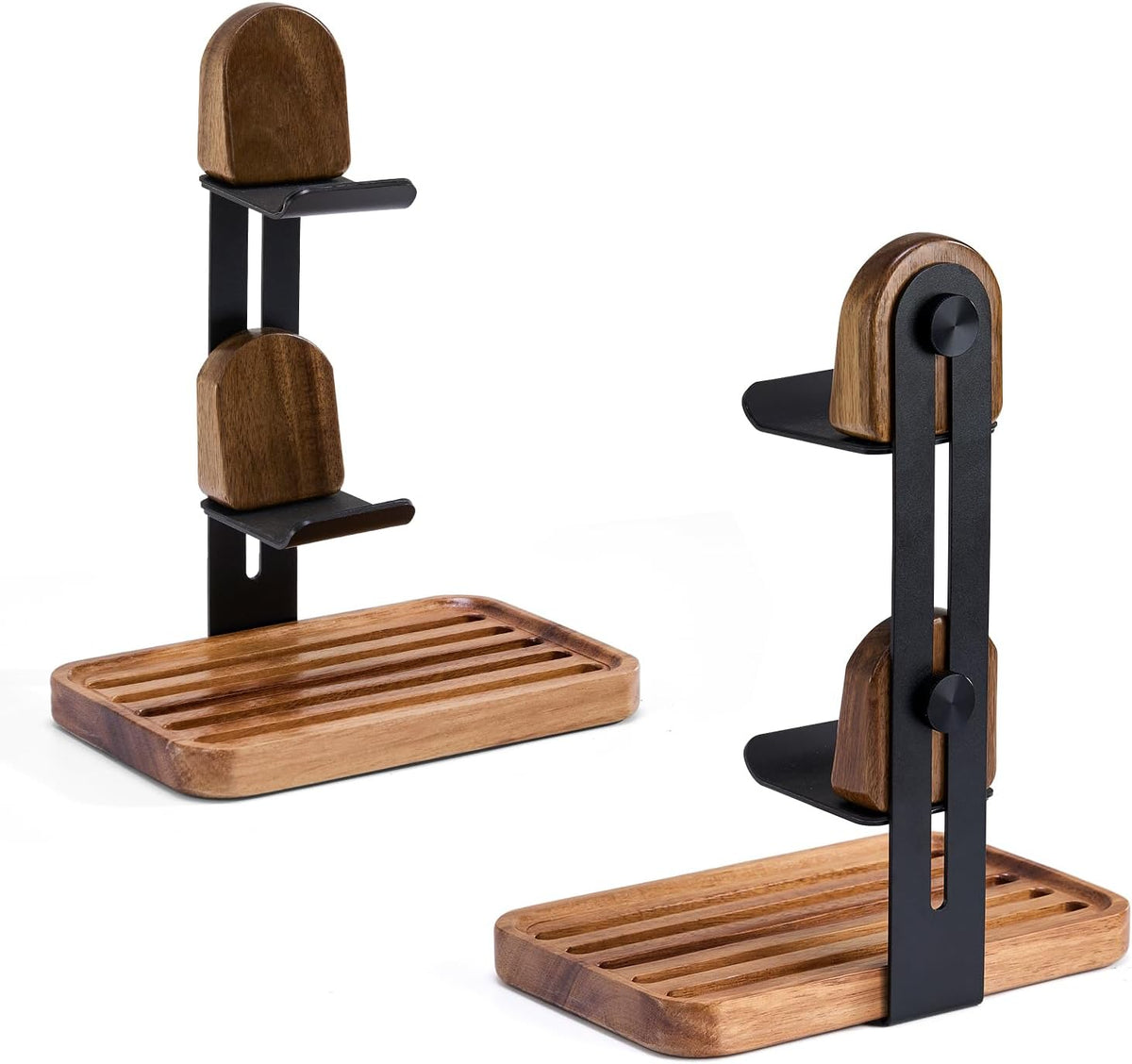 Wooden Game Controller Stand, 2-in-1 Black by blingwider