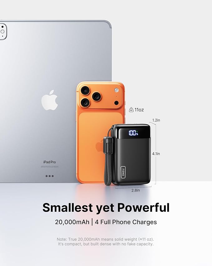 INIU Portable Charger, Smallest 20000mAh 22.5W Fast Charging Power Bank | USB-C Cable, Flight-Safe, Travel Essentials, Flashlight, Battery Pack for iPhone 17 Samsung Xiaomi Google, Mini Size - Image 2