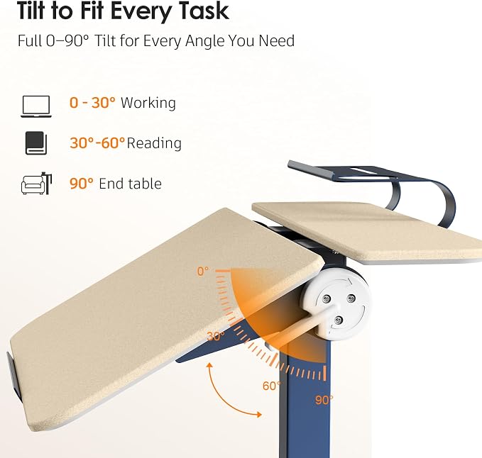 ROMOON Portable Standing Desk with Wheels, Height Adjustable Mobile Desk | Rolling Laptop Cart with Tilt Top, Storage, 24" Sit-Stand Computer Table for Home Office, Bedroom, Small Spaces, Oat Yellow - Image 5