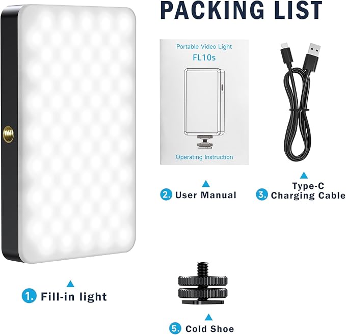 129 LED Camera Light with Metal Hotshoe,3000Mah Rechargeable,Color Temperature 3000-9000K Adjusted 10 Lights Modes for TikTok,Vlog,Selfie,Videoconferencing - Image 7