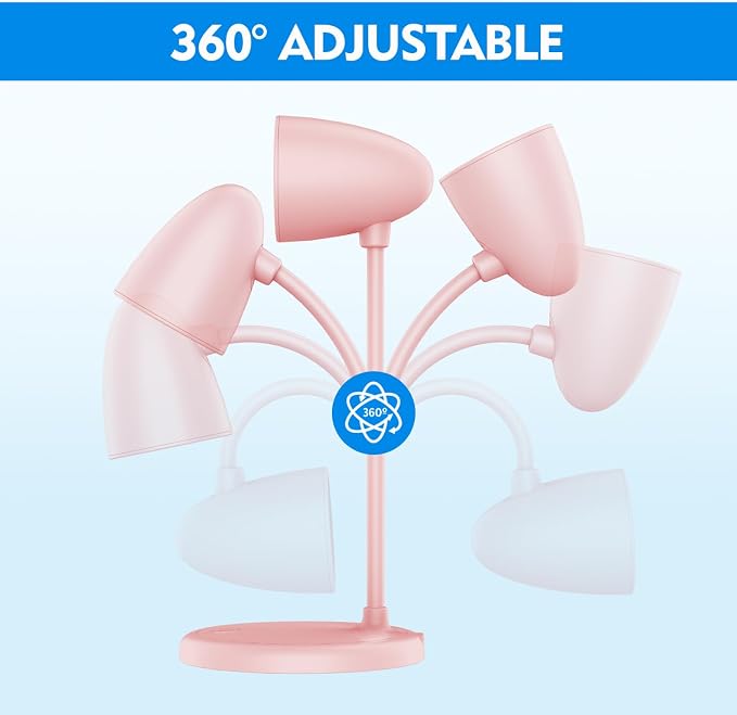 LED Desk Lamp for Home Office,Dimmable Table Lamp 3 Light Colors | Reading Light for Bedside Small Desk Lamp for College Dorm Room,Bedroom Desk Light Pink - Image 6