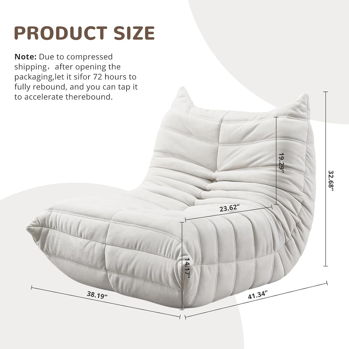 Bean Bag Chair - Corner Sofa, Fireside Chair Bean Bag Sofa Large Bean Bag Chair for Adults,Fireside Floor Couch for Living Room, Bedroom, Gaming & Office (Yellow, Single) (White, Single) - Image 2