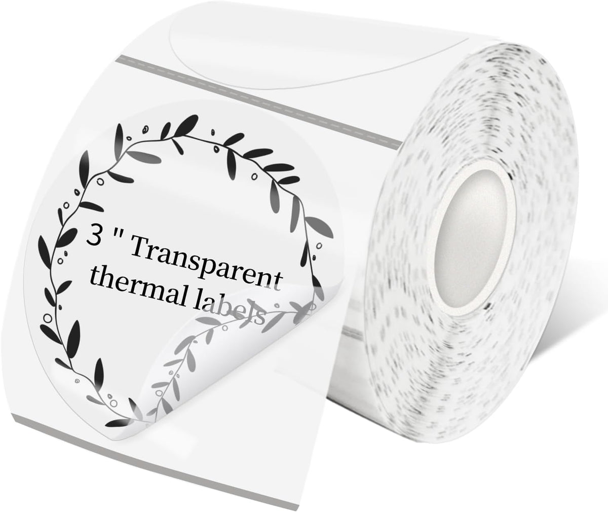 3 Inch Transparent Round Thermal Label, Self-Adhesive Clear Waterproof Circle Sticker for Logo Design, Multipurpose Direct Thermal Labels, 300 Sheets/1 Roll by Yeachlaing