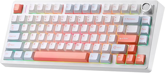 N75 V2 Mechanical Keyboard,2.4GHz/BT/Wired Wireless Gaming Keyboard | 75% Layout with Knob,Tri-Mode Bluetooth Keyboard, Creamy Keyboard with Linear Switches, RGB Backlit for Win & Mac (Orange) by MIKIBY