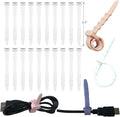 Silicone Zip Ties, Reusable Zip Ties, 20pcs Rubber Cable Ties Straps for Wire Management, Elastic Cable Organizer for Home Office Table Desk. White 4.5” Cord Ties (20 Pcs White) by GELIAL