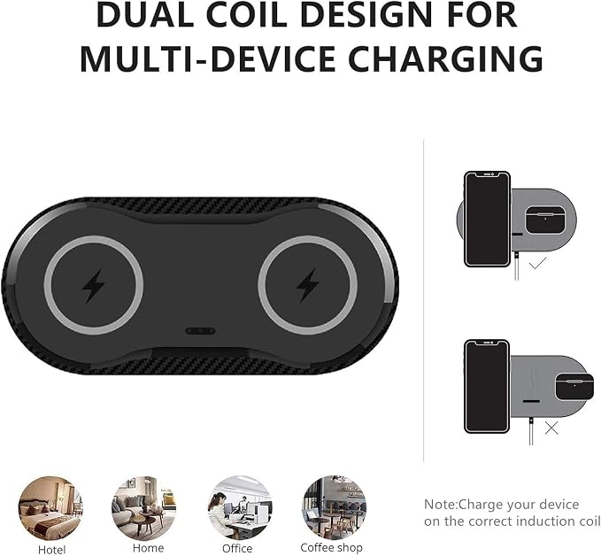 40W Wireless Charging Pad, Dual 20W Fast Wireless Charging Mat for Samsung Galaxy S25,S24,S23/Note 20/10/Buds,15W Wireless Charger Station for iPhone 17 16 15 14 13 8/SE/X/XS(Black with dapter) - Image 5