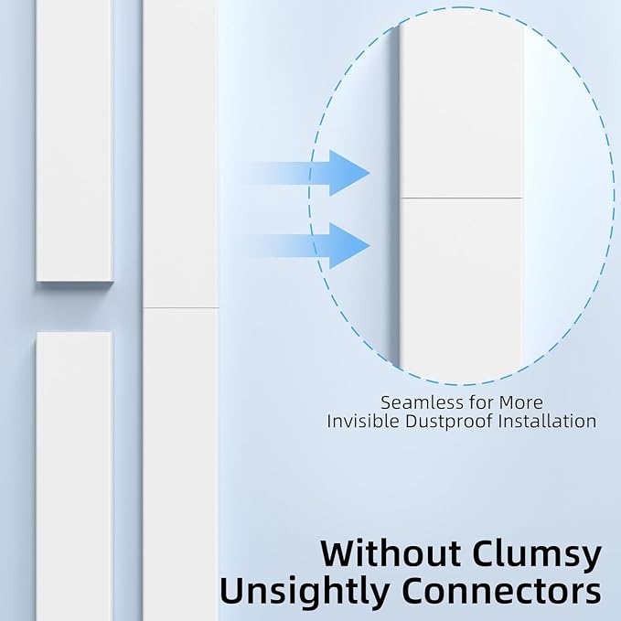 Delamu Cord Hider for Wall Mounted TV, 57in Paintable Cable Cover System, Self-Adhesive Cable Management Raceway Kit Hides 2-3 Wires, Baseboard Wire Hider Easy Installation, W 0.95 H 0.55in, White - Image 7