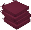 downluxe Waterproof Outdoor Chair Cushions Set of 4, 19" x 19" x 3" Patio Chair Cushion with Non-Slip Ties & Handle, Square Outdoor Cushion for Patio Furniture with Removable Cover, Burgundy by Downluxe