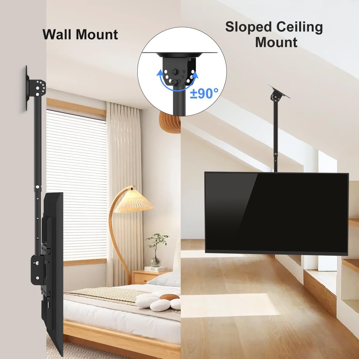 Suptek Ceiling TV Wall Mount Fits 37-75 inch LCD LED Plasma Monitor Flat Panel Screen Display with VESA 600x400 (Max) Loaded up to 132lbs Height Adjustable MC5602 - Image 4