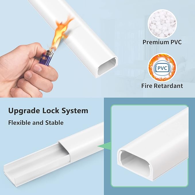 ZhiYo Cable Hider Raceway Kit, 68in (4X L17in) Wire Hiders for TV on Wall, Paintable Cord Cover Channel, Cord Hider for Wall Mounted TV in Home Office, 0.95in (W) x 0.47in (H), Brown - Image 4