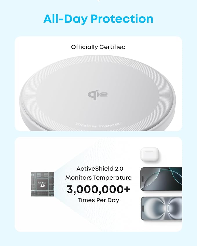 Anker Zolo MagSafe-Compatible Wireless Charger with Qi2 15W Fast Charging | Qi2-Certified Charging Pad for iPhone 17 - 12 Series, AirPods, and More (Adapter Not Included, Not for Pixel) - Image 4