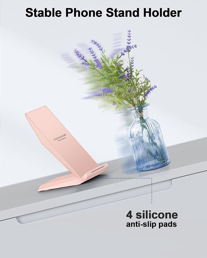 NANAMI Wireless Charger 2 Pack Desktop Fast Wireless Charging Stand | Compatible iPhone 17/17 Air/16/15/15 Pro/15 Pro Max, Nightstand Phone Charger Dock for Samsung Galaxy S26/S26+/S25/S24 - Image 5