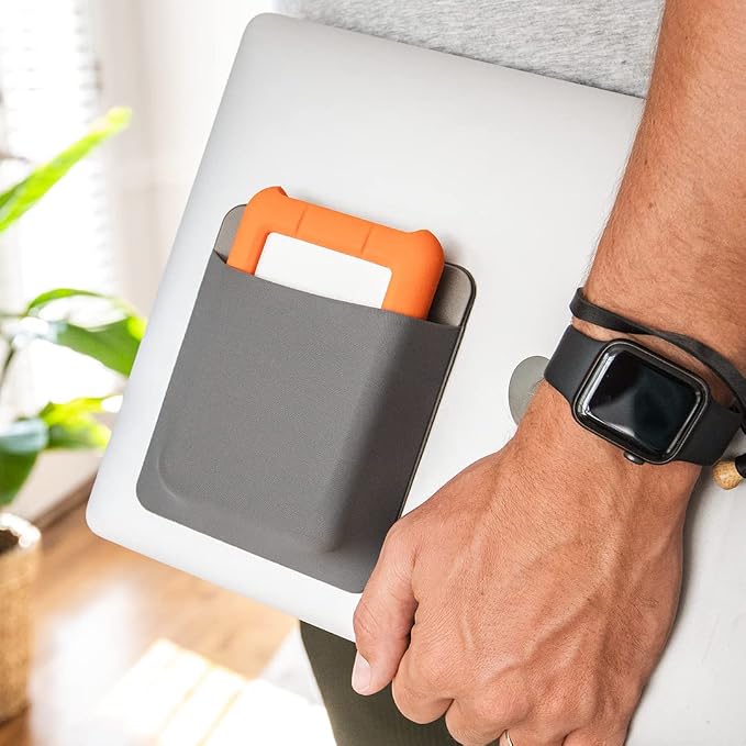 Slipdrive - Portable Hard Drive Sleeve for Laptop - HDD Hard Disk Drive - Reusable Adhesive - 5.5” x 4.5” Stick on External Hard Drive Carrying Case - Travel Pocket Pouch (Large, Gray) - Image 6
