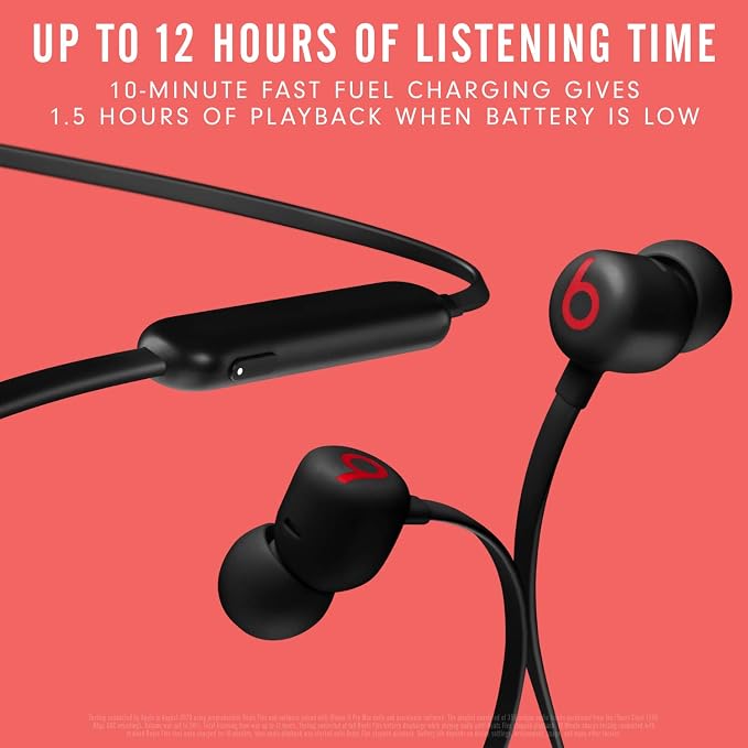 Beats Flex Wireless Earbuds - Apple W1 Headphone Chip, Magnetic Earphones, Class 1 Bluetooth, 12 Hours of Listening Time, Built-in Microphone - Black | Includes USB-C cable, eartips and guide for charging, fit and setup - Image 2