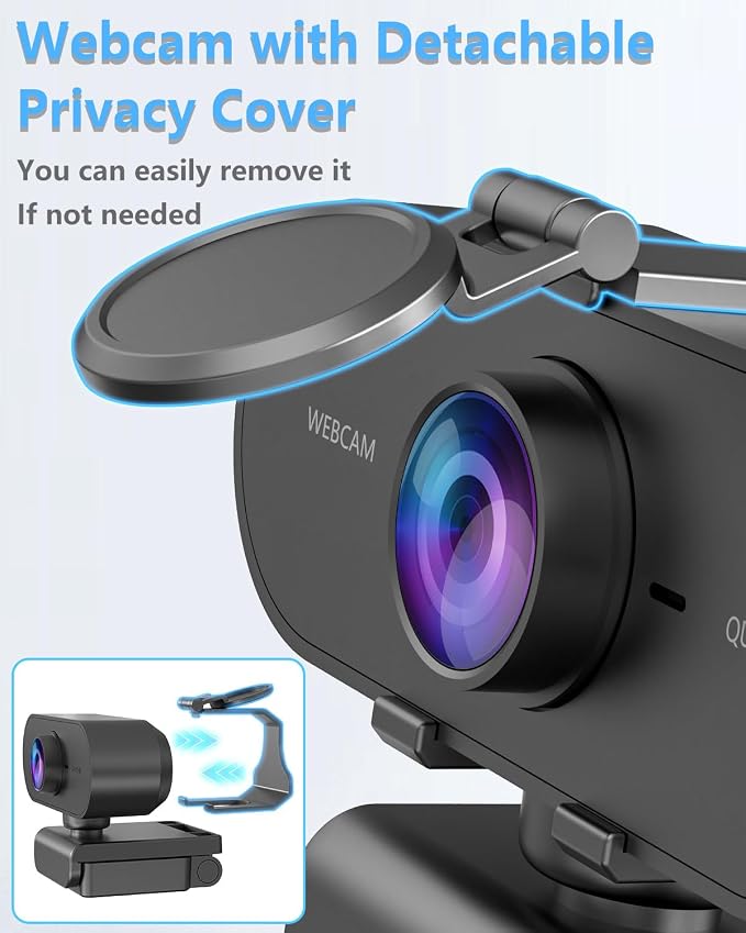2K Webcam for PC Mac Laptop with Microphone,Full HD Web Cam for Streaming with Privacy Cover Sliders,USB C Web Camera for Desktop Computer Monitor,External Small Best Webcam For Microsoft Teams Gaming - Image 4