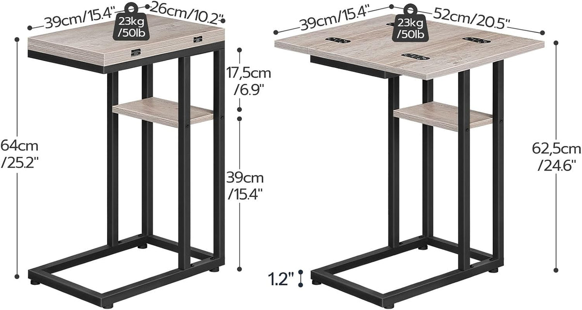 HOOBRO Foldable C Shaped End Table, C Shaped Side Table with Storage Shelf - Image 3