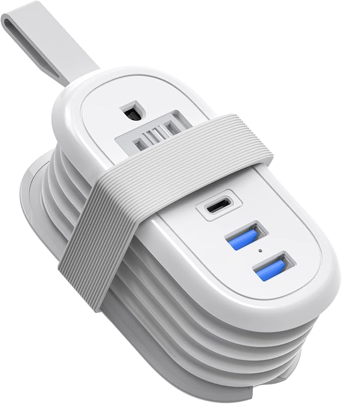 BEVA Travel Power Strip, 2 Outlets 3 USB Ports 4FT Extension Cord, White | 3.4A Fast Charging Travel Extension Cord with USB-C Ports for Cruise Ships, Dorm, Hotel, Travel Essentials by BEVA