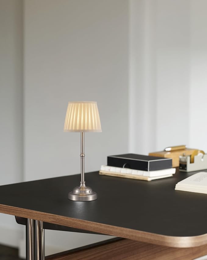 KDG Nickel Cordless LED Table Lamps Set of 2, Green Fabric Shade Desk Lamps | Portable 4000mAh Rechargeable Battery Powered, Dimmable Lighting for Dining Room, Bedroom, Bedside, Night Light, Balcony - Image 8