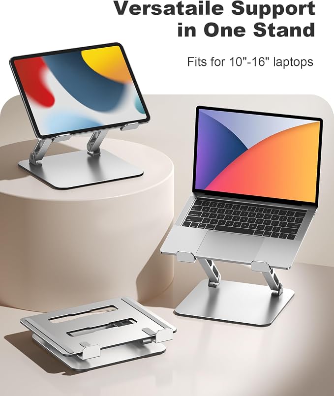 RIWUCT Laptop Stand for Desk Adjustable Height, Ergonomic Laptop Riser Holder with Dual-bar Support, Portable Computer Notebook Stand for MacBook Air Pro, Dell XPS, HP (10-16") - Image 6