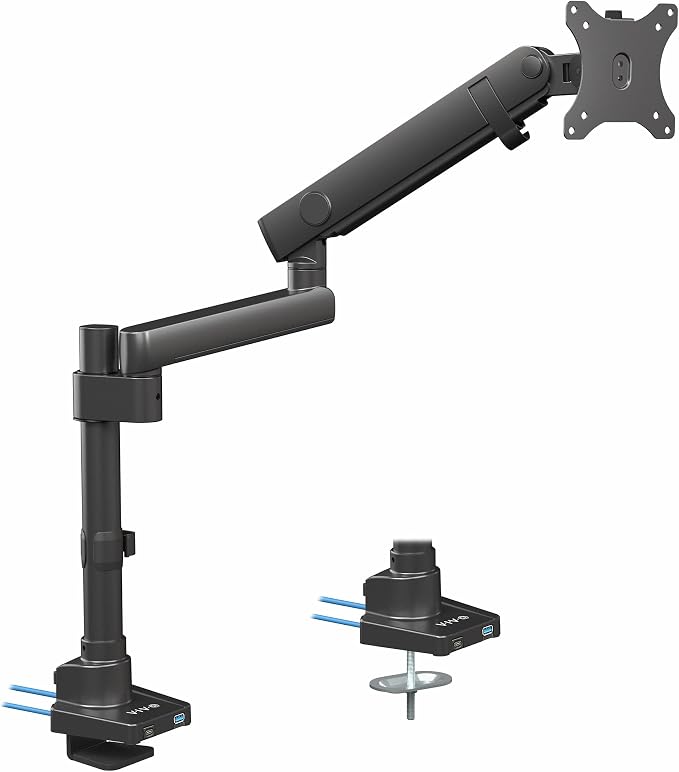 VIVO Premium Aluminum Full Motion Single Monitor Desk Mount Stand with Lift Engine Arm, Pole Extension, and USB Ports, Fits Screens up to 40 inches, STAND-V101BDU by Unknown