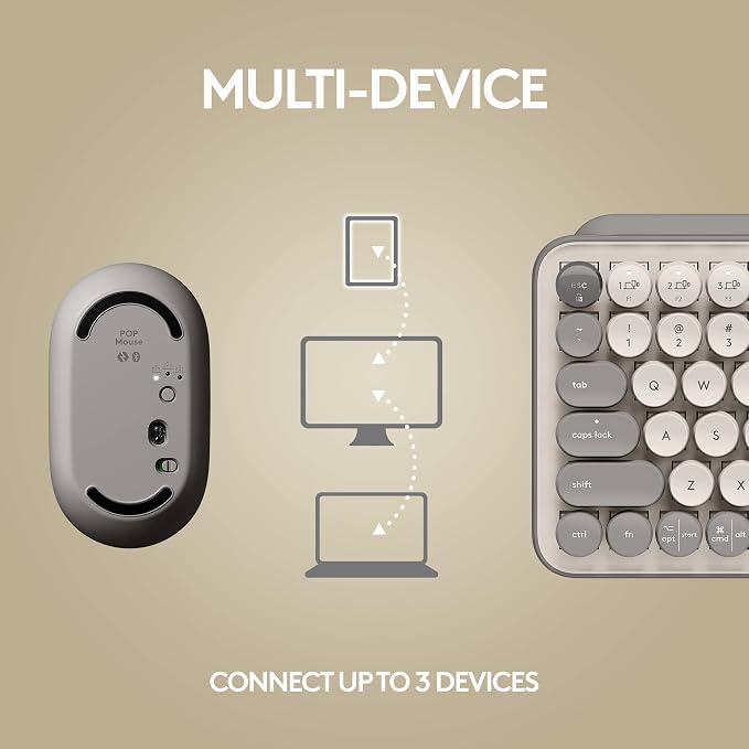 Logitech POP Keys + POP Mouse - Wireless Keyboard and Bluetooth Mouse Combo with Typewriter-Style Mechanical Keys, Emoji Features, Cute Compact Design - Mist - Image 9