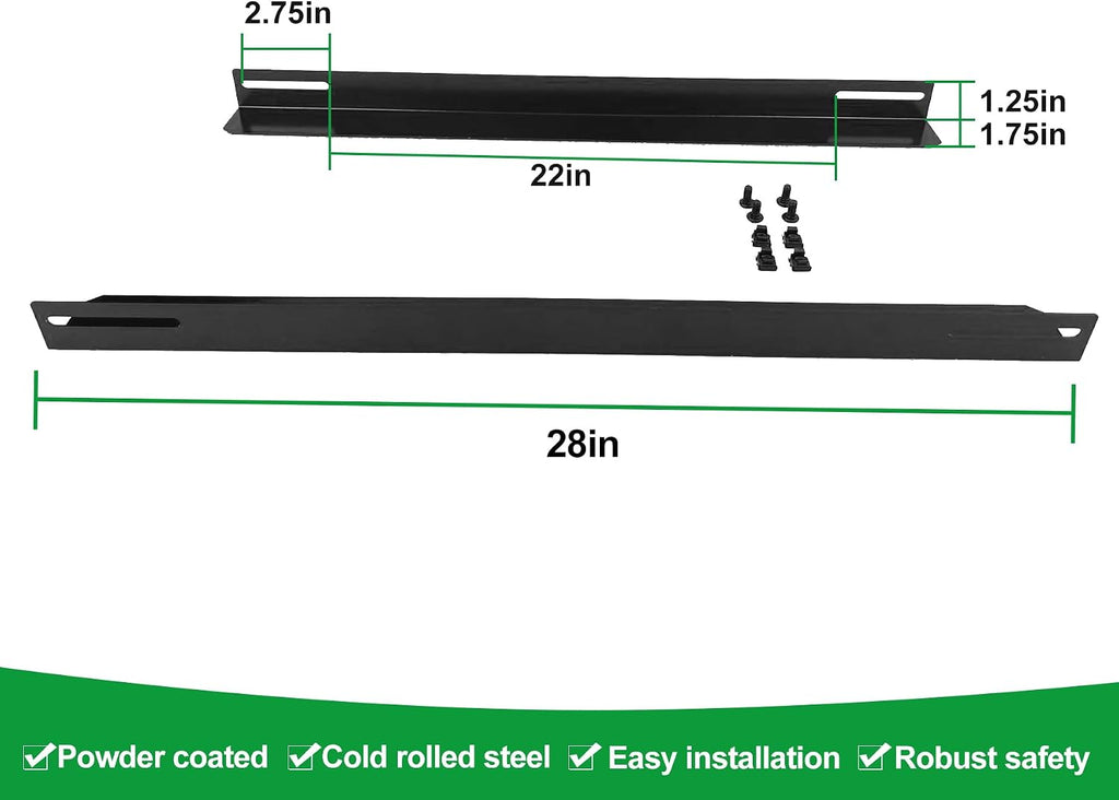 GlobalRack 28in Server Rack Rail Shelf Rail,L-Shape Pair, Heavy Steel - Image 2