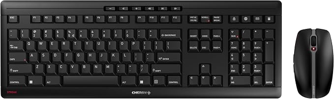 CHERRY Stream Desktop, Wireless Keyboard & Mouse Combo | 2.4 GHz Connection, Quiet Keys, Slim Design, Comfortable Writing, Battery-Powered, QWERTY, Black by CHERRY