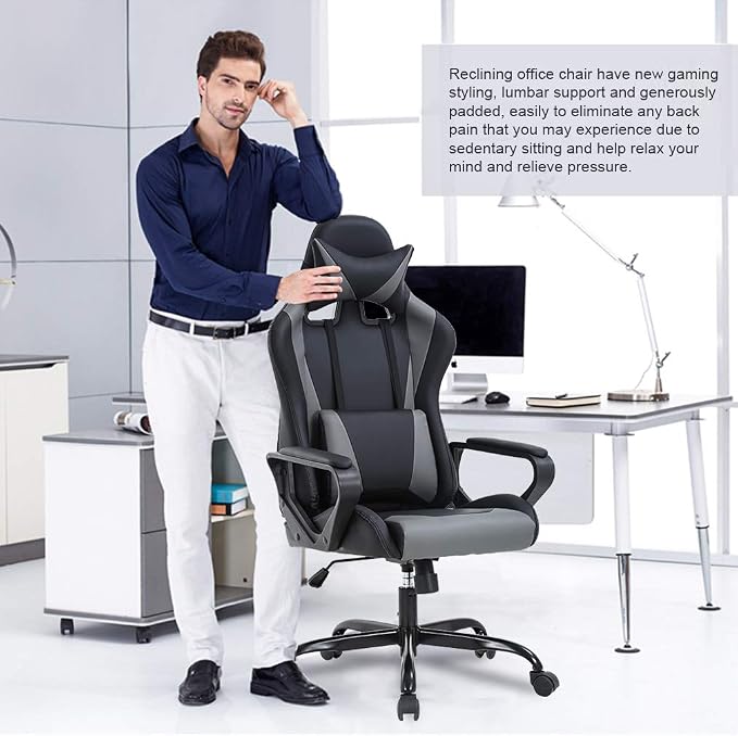 BestOffice PC Gaming Chair Ergonomic Office Chair Cheap Desk Chair Executive Task Computer Chair Back Support Modern Executive Adjustable Arms Rolling Swivel Chair for Women, Men - Image 6
