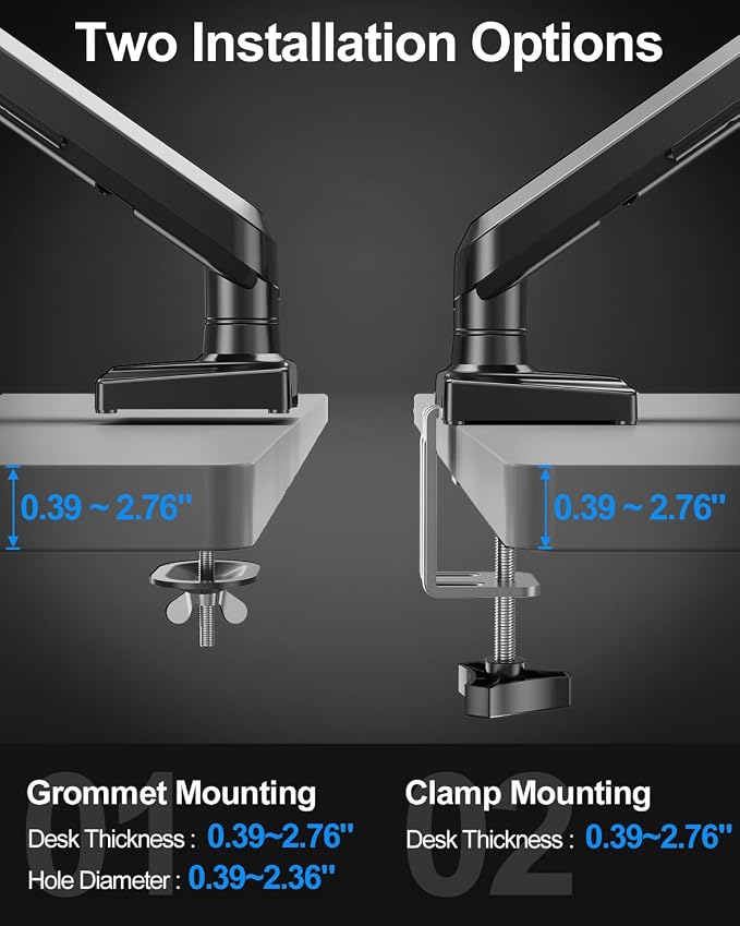 Dual Monitor Arm for 17-32" Computer Screens, Monitor Mounts 22lbs per Arm | Full Motion Monitor Desk Mounts for 2 Monitors, Gas Spring Desk Mount, VESA Mount, Freelift Pro - Image 8