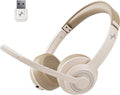 JIAMQISHI Wireless Headset with AI Noise Cancelling Microphone Bluetooth Headset - Bluetooth V5.2 Headphones with USB Dongle & Mic Mute for Computer/Laptop/PC/iPhone/Android/Cell Phones (White) by JIAMQISHI