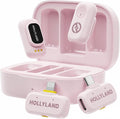 Hollyland Lark A1 Wireless Mini Microphone for iPhone & Android, 48kHz/24-bit, 3-Level Intelligent Noise Cancel, Microphone for YouTube, Podcast, Vlogging (Pink, 2TX + 2RX + Charging Case) by Hollyland