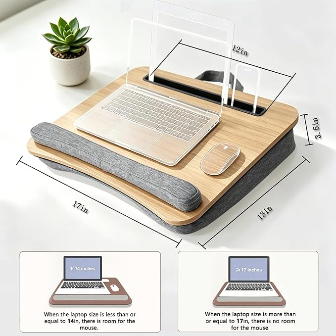 Lap Desk for Bed, Fits 14–17 Inch Laptops | Soft padded suhion,built-in pen slot,compact for bed,couch & travel use - Image 3