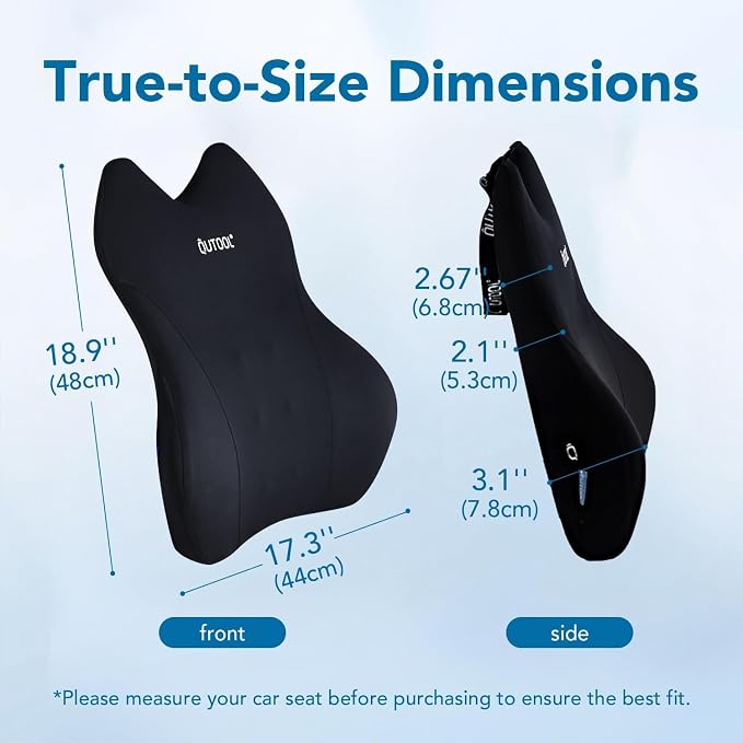 Lumbar Support Pillow for Car, Truck Accessories Travel Essentials, Memory Foam Back Cushion for Driving Seat, Back Pain Relief,Washable Cover, Lower Back Support Fits Most Cars(Black) - Image 8