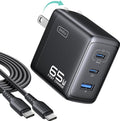 INIU 65W USB C Charger, 3-Port GaN Fast Charging Block with 5ft 100W Cable | Advanced Protection, Foldable Travel Charger, GaN Tech, 3-Port, Adapter for MacBook Pro Air Neo Laptop iPhone 17 Samsung etc by INIU