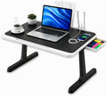 USB-C LED Light Foldable Lap Desk with LED Lamp, Cooling Fan & Book Stand — Portable Bed Laptop Table with Side Drawer, Phone & Tablet Holder, Fast Charging Port by Unknown