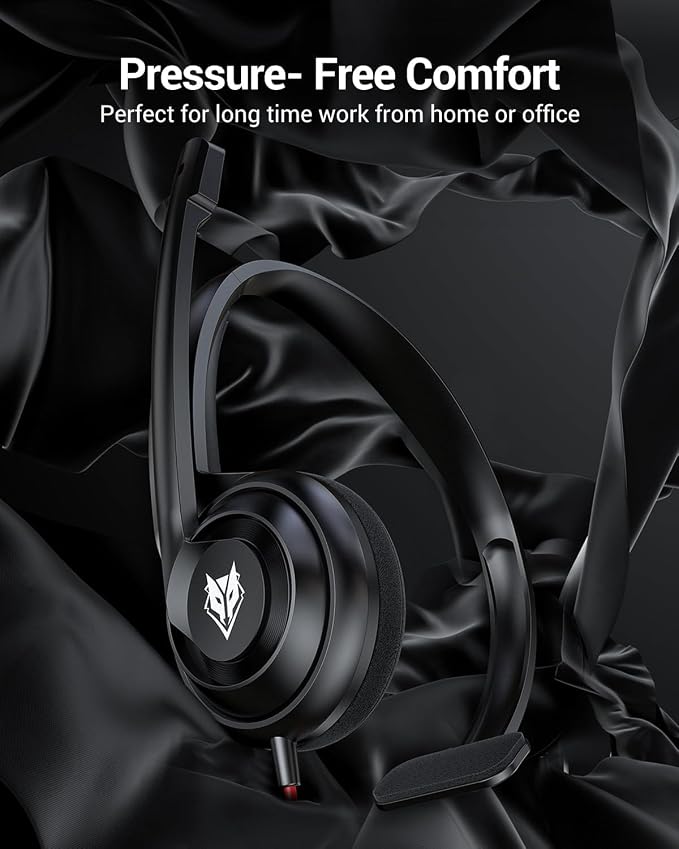 NUBWO HW02 USB Headset with Microphone Noise Cancelling & in-line Control | 10 Packs - Comfort Computer Headset for Laptop pc, On-Ear Wired Office Call Center Headphone for Boom Skype Webinars (Black) - Image 7