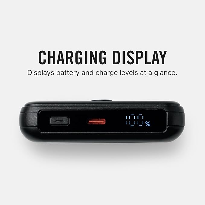 Ridge 20W Magnetic Power Bank Battery Pack 10,000mAh - Fast Charging, Compatible with MagSafe - Portable Charger Flight-Safe Travel Powerbank - Built-in Cables & Magnetic Attachment (Matte Black) - Image 6