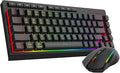 Redragon Wireless Gaming Keyboard and Mouse Combo, 60% Portable, Black | Bluetooth/2.4G/USB-C Wired, RGB Backlit, Quiet Rechargeable Macro Membrane Keyboard & 12800 DPI Mouse for Win/MAC by REDRAGON