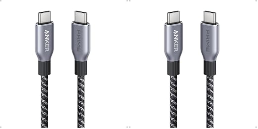 Anker Prime USB C to USB C Cable, 240W Fast Charging Cord, Upcycled-Braided Nylon with 100-Year Bend Durability for iPhone 17 Series, MacBook, Galaxy S24(3 FT) (Pack of 2) by Unknown