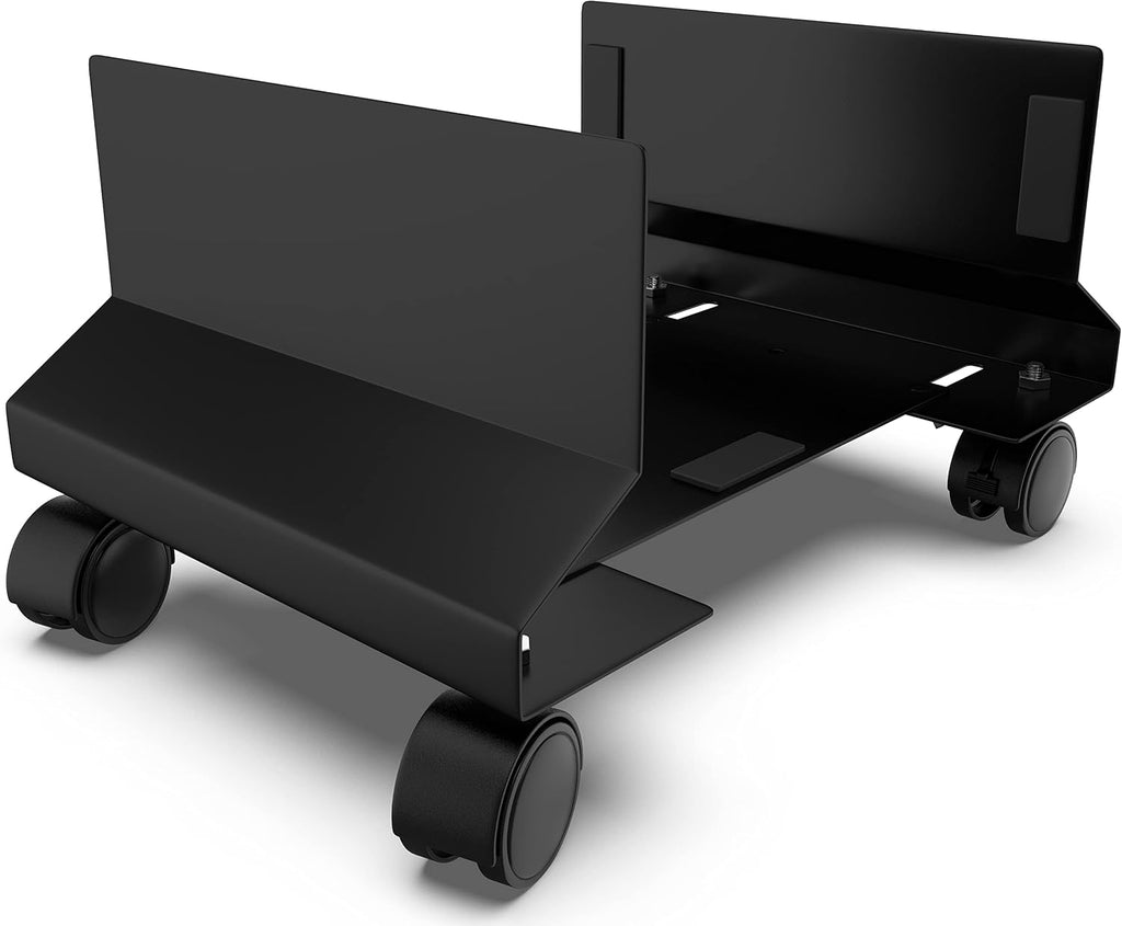 CPU Holder - Under Desk Floor Mobile Stand for Desktop Computer ATX Tower w/Lockable Rolling Wheels - Adjustable Side Support Walls 7-10 3/4 Inches - PC Caddy Cart Metal Bracket TP1716 by Tupavco
