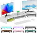 Dual Monitor Stand Riser | Monitor Stand for Desk, Metal Computer Stand, Desk Shelf Riser,Desktop Organizer for Home and Office Use (White) by OUTIOE