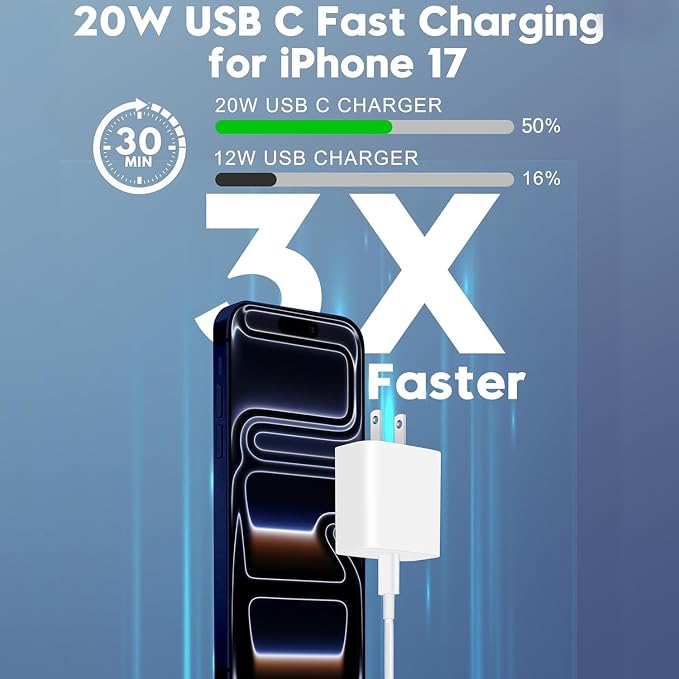 iPhone 17 Charger Fast Charging,iPhone USB C Fast Charger & 3FT Type C USBC to C Woven Cable Cord for Apple iPhone 17e/17/17 Pro Max/17 Pro/Air/16 Pro Max/16 Plus/15,iPad Pro/Air/Mini,iPad 11th/A16 - Image 2