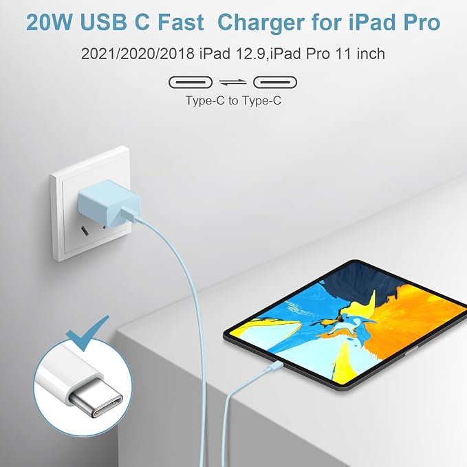 iPhone 17 16 15 Charger Fast Charging 3 Pack USB C Charger Block | Type C Chargers 6FT Cord Wall Chargers Compatible with iPhone Air/17/17 Plus/17 Pro/17 Pro Max/16/16 Plus/16 Pro/16 Pro(Blue) - Image 6