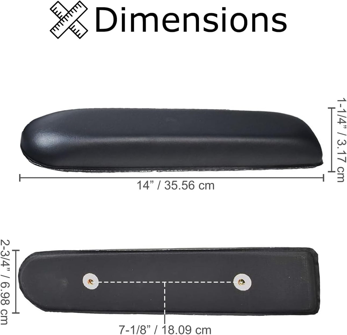 14" Black Vinyl Co-Molded Full Length Armrest Pads for Jazzy Power Chairs (Set of 2) - Image 3