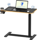 FLEXISPOT H7 28" Pneumatic Height-Adjustable Overbed Table with Wheels | C-shaped bedside table TV Tray,Medical End Side Table,Laptop desk for Hospital Home office use,27.6"W x 15.7"D,Black Maple by Unknown