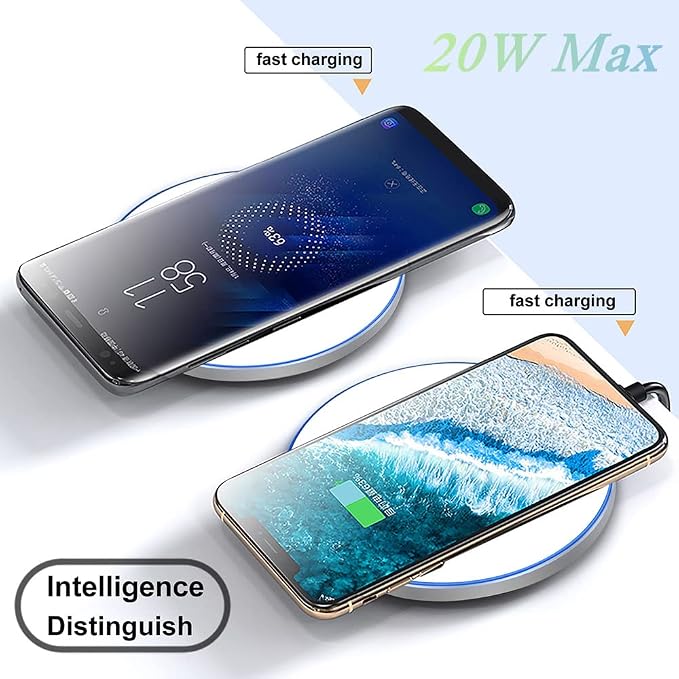 Fast Wireless Charger,20W Max Wireless Charging Induction Pad,White | Metal Frame Ultra Slim Design,[20W SUPER Fast Charging] Compatible with iPhone 17-11/Airpods,Samsung Galaxy/Buds,LG/Pixel - Image 4