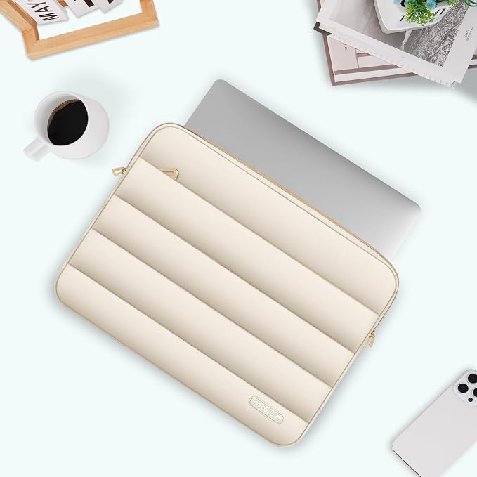 MOSISO Laptop Case 13.3 inch,13-13.3 inch Puffy Laptop Sleeve Carrying Case | Compatible with MacBook Neo/Air 13.6/Pro 13/14, HP Dell ASUS Lenovo, Polyester Horizontal Bag with Small Case, Starlight - Image 7