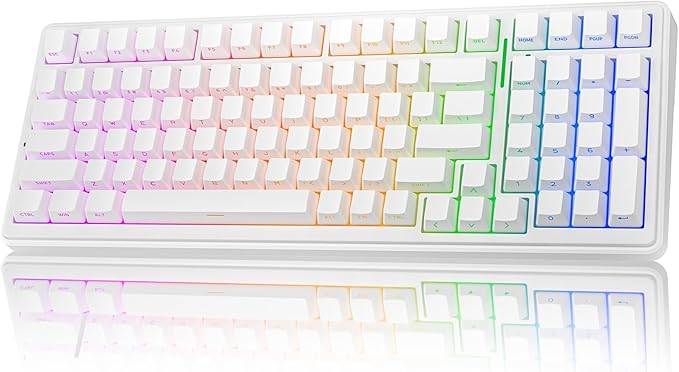 AULA F99 Wireless Mechanical Keyboard,Triple-Mode(BT5.0/2.4GHz/USB-C),Gasket Mounted Creamy Keyboard with Linear Switches, Side Printed PBT Keycaps,RGB Backlit PC Gaming Keyboards for Win/Mac by AULA