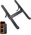 Ultra Compact Foldable Laptop Stand - Portable Laptop Holder for Desk & Travel Use, Ergonomic Aluminum Computer Holder with Adjustable Height for MacBook, Tablet 10-16" (Dark Black, Bi-Fold) by SODI